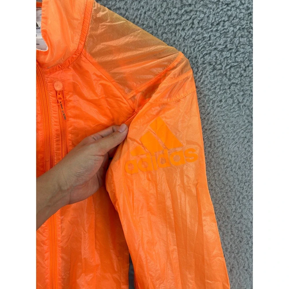 Adidas Adizero Pack It Running Windbreaker Jacket Mens M Orange Reflective
